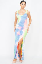 Load image into Gallery viewer, Tie-dye Ruffled Ribbed Maxi Dress